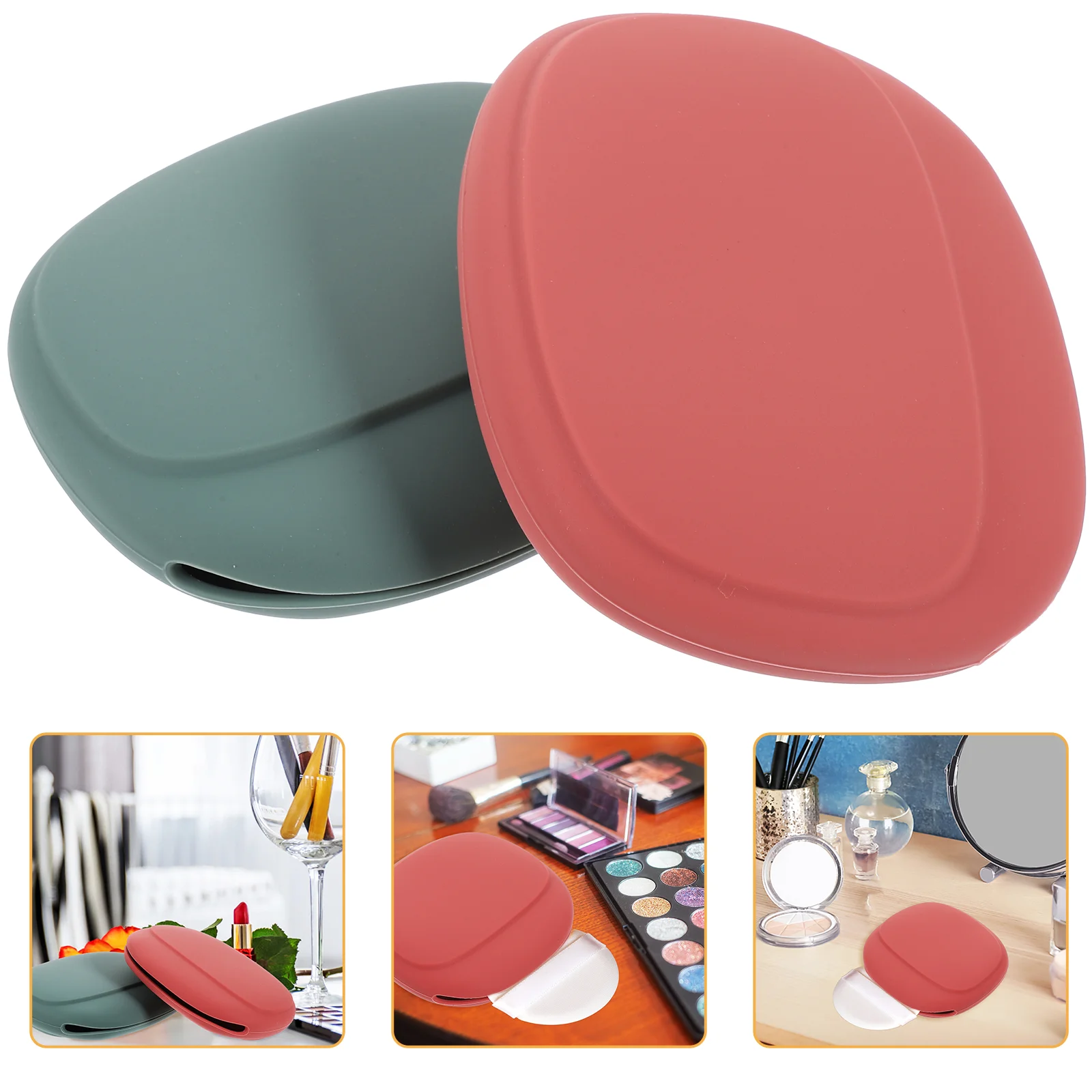 

2 Pcs Silicone Makeup Sponge Holder Headphone Stand Portable Powder Puff Travel Puffs Storage