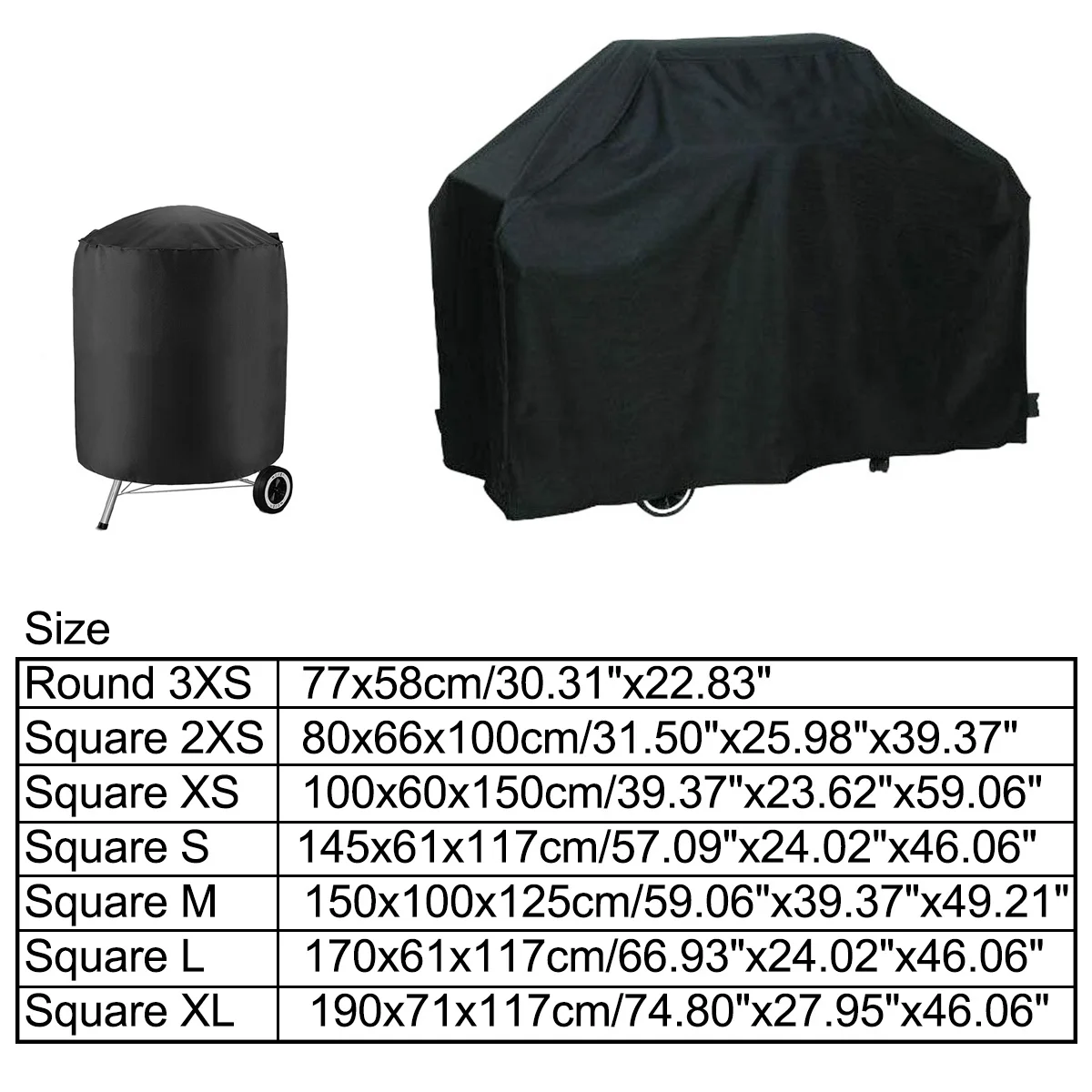

210D BBQ Cover Outdoor Dust Waterproof Weber Heavy Duty Grill Cover Rain Protective Outdoor Barbecue Cover Round 10D BBQ Black