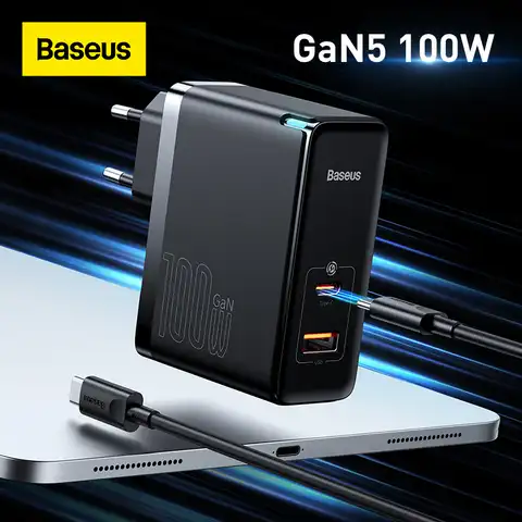 Baseus GaN зарядное устройство 100 Вт USB Type C PD Быстрая зарядка QC4.0 3,0 для iPhone Huawei Samsung Xiaomi MacBook ноутбук смартфон планшеты