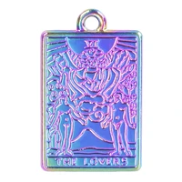5pcs alloy rainbow color unisex tarot cards %e3%80%906%e3%80%91%ef%bc%88the lovers%ef%bc%8cvi%ef%bc%89 charms pendant accessory necklace keychain jewelry making bulk