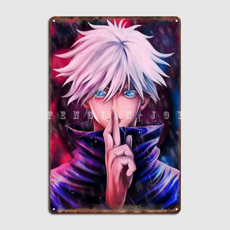 

Металлический знак Gojo Satoru V2, настенная живопись, Настенная роспись на заказ, кухонная жестяная вывеска, плакаты