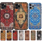 Черный чехол из ТПУ для iphone 5 5s se 2020 6 6s 7 8 plus x 10 XR XS 11 12 13 mini pro MAX, задняя крышка, персидский ковер с цветочным узором