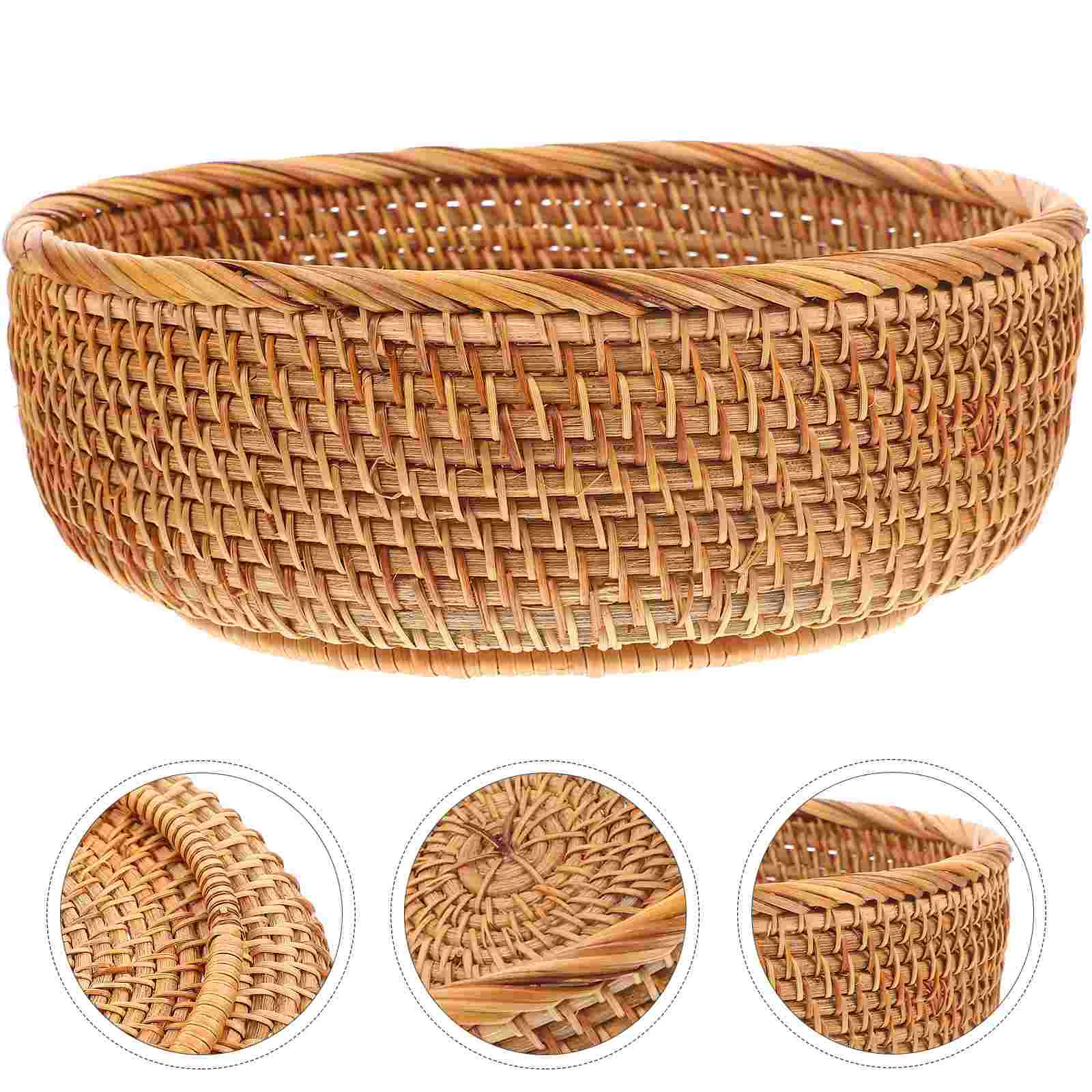 

Basket Woven Rattan Storagebread Multi Function Box Holder Fruits Chic Serving