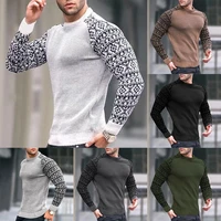mens long sleeve knit waffle slim fit casual track top
