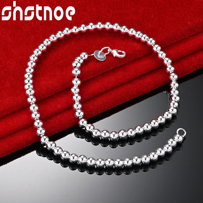

SHSTONE 925 Sterling Silver 18 Inch Classic 6mm Beads Chain Necklace For Women Party Wedding Jewelry Birthday Gift Anniversaries