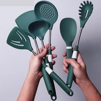 green silicone spatula set non stick kitchen cooking utensils food grade kitchenware kitchen gadgets cooking non stick
