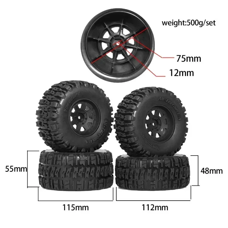 4 шт. шестигранная шина для грузовика с коротким курсом 1/10 Feishen Off Road