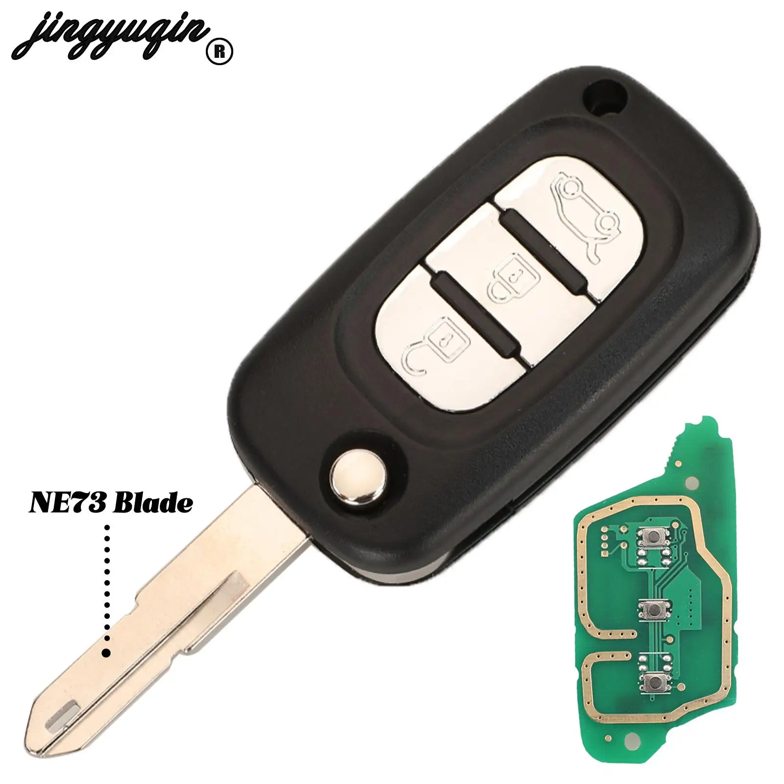 

Jingyuqin модифицированный откидной дистанционный ключ 433 МГц PCF7946/7947 для Renault Vivaro Traffic Master Kangoo Clio Dacia FOB VA2 NE72 VAC102