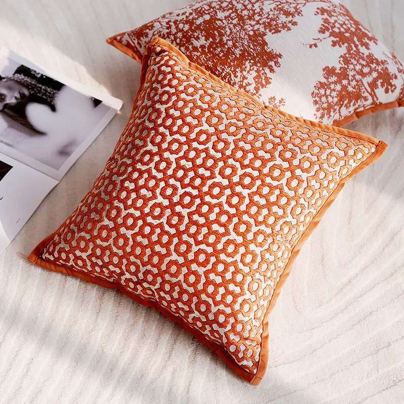 Чехол для подушки 30 х50/45 х45 см оранжевый кремовый
