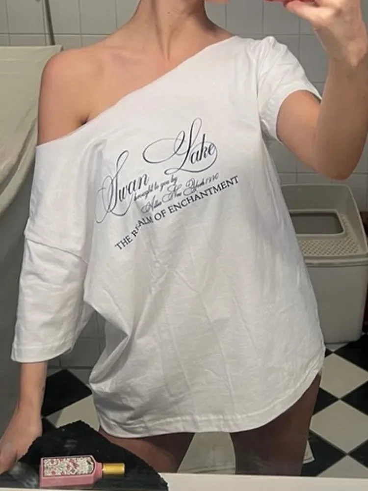 Женская футболка с открытыми плечами Y2k