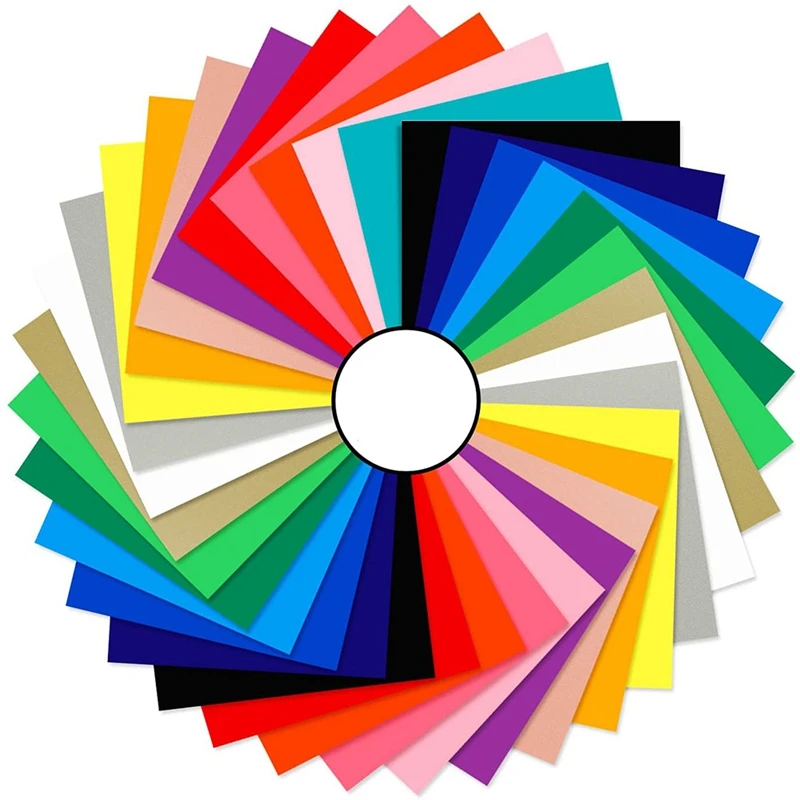 

Heat Transfer Vinyl - 35 Pack 18 Colors (12 Inch X 10 Inch) For Heat Press Design T-Shirt, Silhouette Cameo