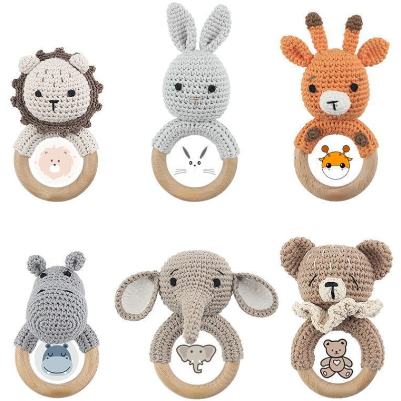 

Wooden Baby Rattles & Mobiles Teether Crochet Animals BPA Free Newborn Rattle Bed Bell Baby Toys 0 12 Months Stuff for Babies