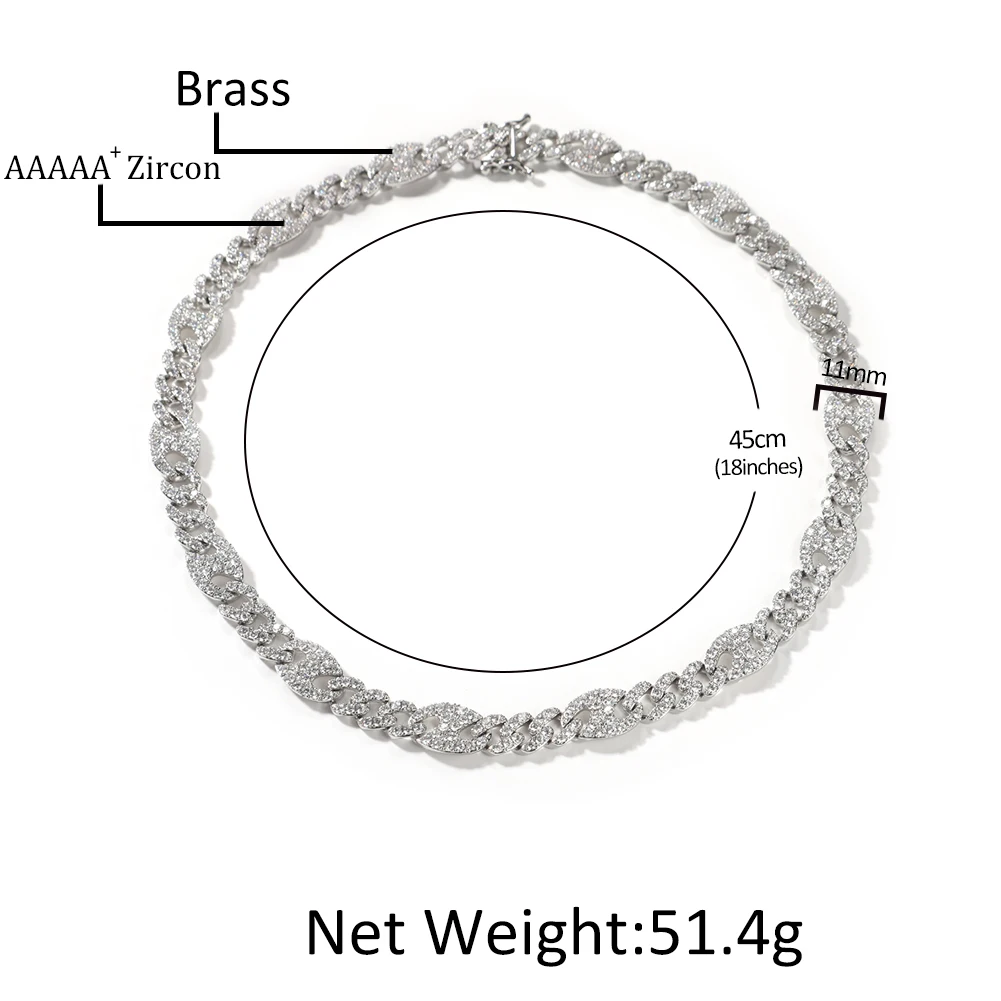 Ожерелье Uwin женское из кубинской цепи украшение в виде холодной Подвески Mariner 11