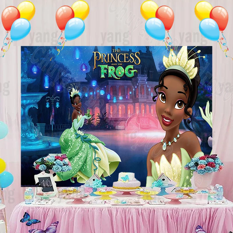 Disney The Princess and the Frog Tiana Girls Baby Happy Birthday Party Custom Photo Backdrops Banner Backgrounds Decoration enlarge
