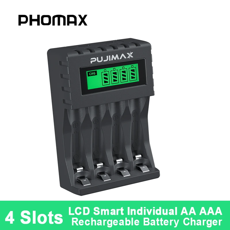 

Зарядное устройство PHOMAX с 4 слотами и светодиодным индикатором для аккумуляторов AA/AAA Ni-MH/Ni-Cd