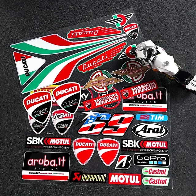 Ducati Corse AGIP Motorcycle Logo Decals Set Stickers for Ducati Monster Multistrada Diavel Superbike SuperSport Streetfighter 1