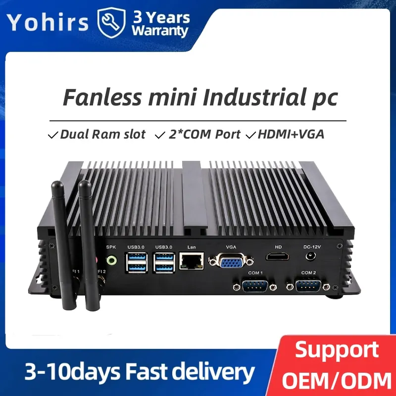 Portable Mini X86 Industrial PC 10th Gen Intel Core i7 10510U I5 10310U 1*RJ45 Lan 2*RS232 HD VGA Fanless Rugged Itx Computer