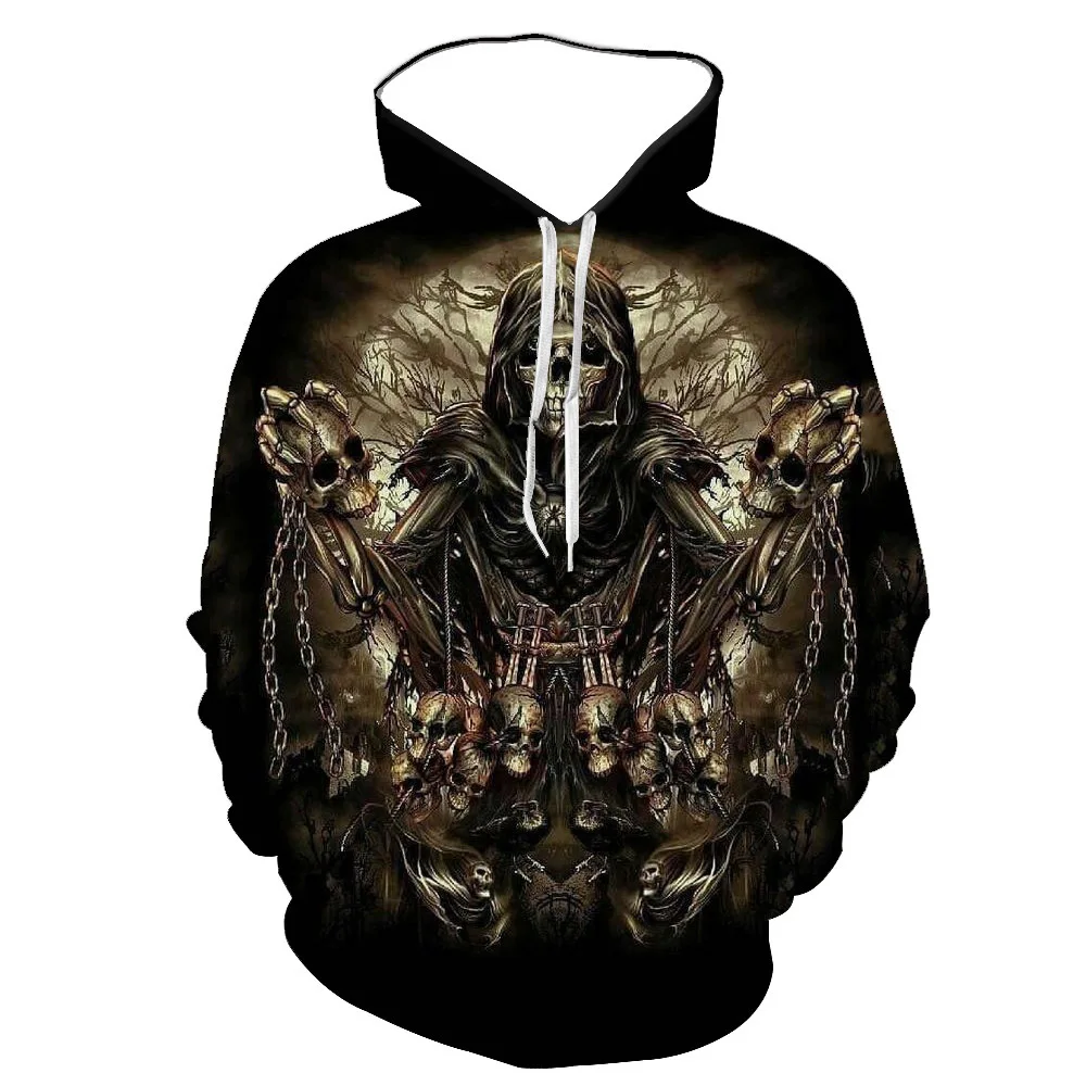 

2023 spring and autumn sports sweater men and women's new horror skull series 3D printing men's sweater hoodie