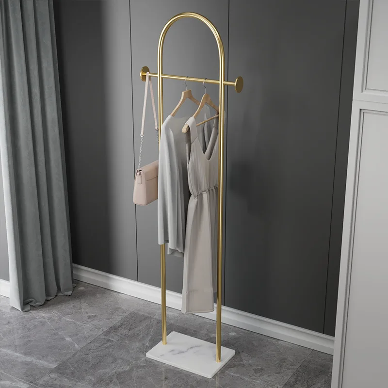 

Clothes Rack Floor Bedroom Light Luxury Household Living Room Coat Hat Rack Internet Celebrity Simple Metal Stone Plate Hanging