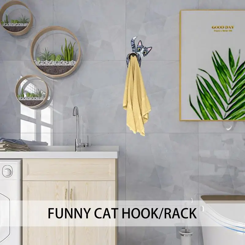 Крючок для пальто в виде кошки крючок полотенец на клейкой основе настенный