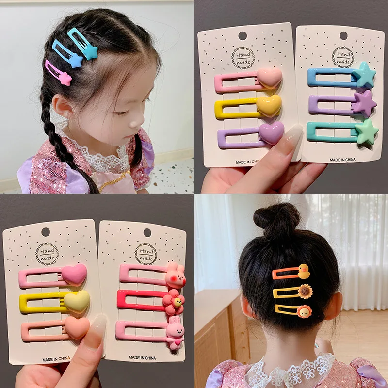 

3 шт./набор, детские заколки для волос с радужными цветами