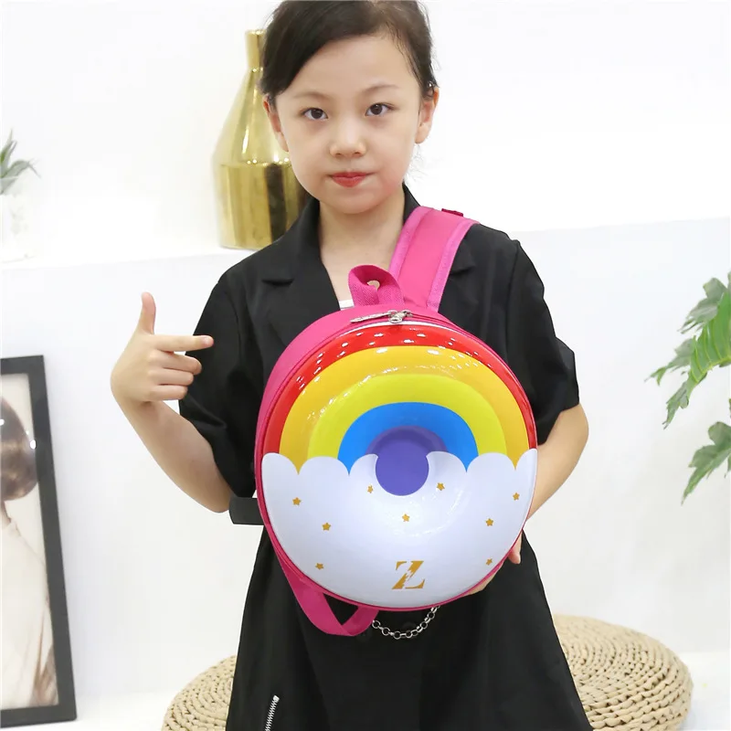2023 New Children's Cartoon Cute Rainbow Donut Kindergarten Kids Hard Shell Backpacks for Young Children Waterproof Lightweight