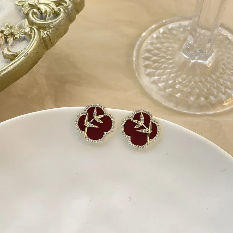 Винтажные красные серьги анголы в гонконгском стиле акриловые геометрические