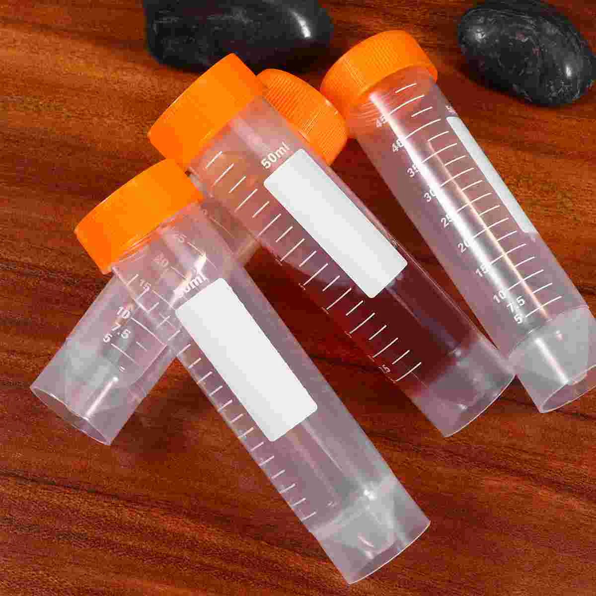 

50pcs Plastic Screw Caps 50ml Screw Port Centrifuge Tube Flat Bottom Centrifuge Tube Vertical Centrifuge Tube (Orange,