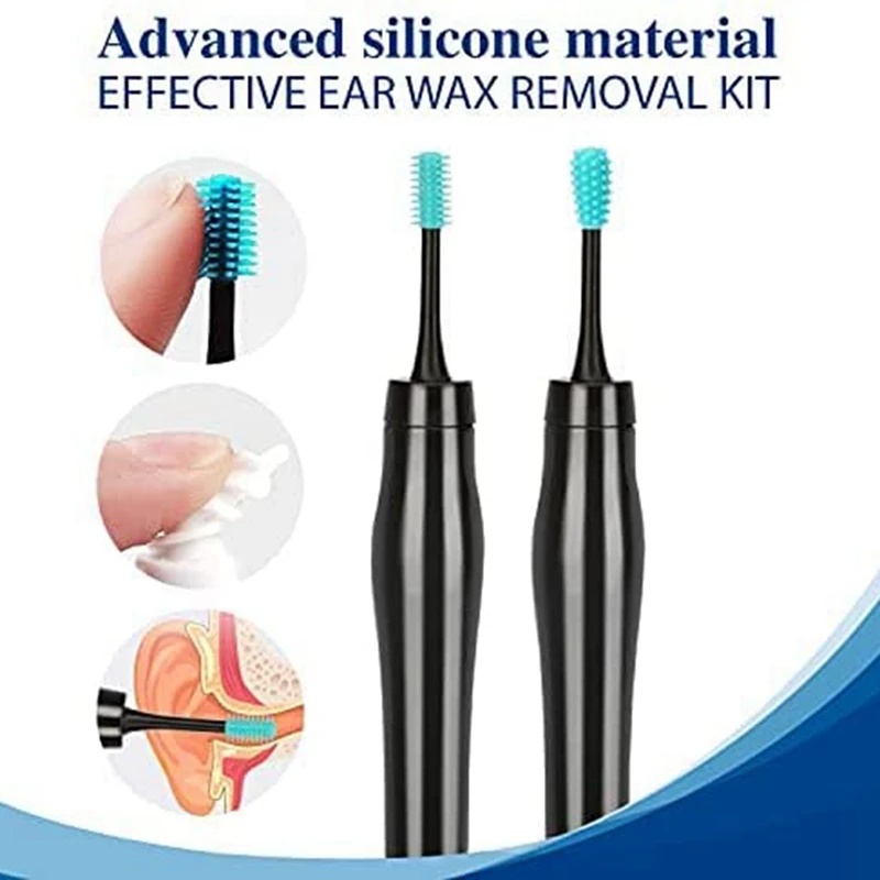 

Upgraded Version Earwax Remover - Soft Silicone Ear Cleaning Tool - Safe And Effective To Remove Ear Wax(Black)