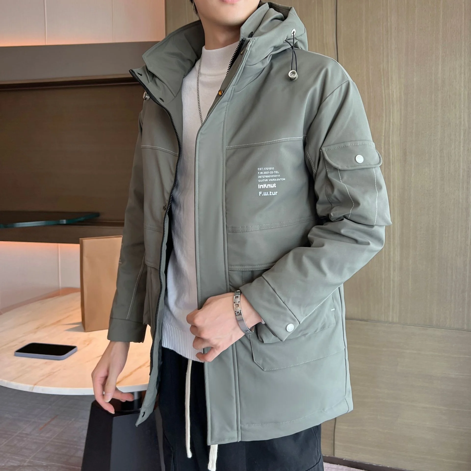 2022 Winter Hooded Down Jacket For Men Fashion Thicken Warm Long White Duck Down Coats Male Korean Windbreakers Outerwear Jacket