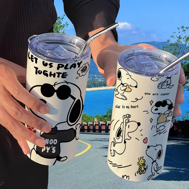Snoopy мультяшный анимационный периферийный термос чашка с соломинкой кофейная