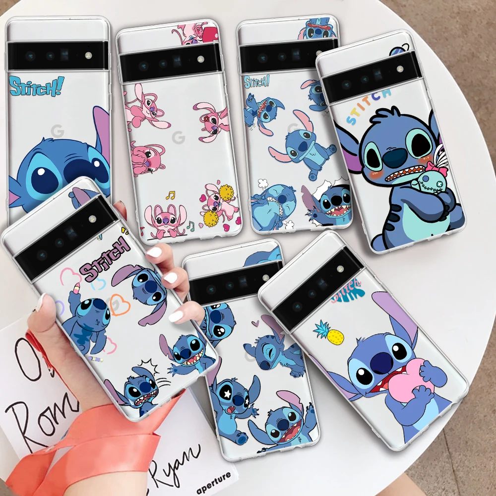 Прозрачный силиконовый чехол для телефона в стиле Disney Point Lilo & Stitch для Google pixel 7 6 8 A PRO