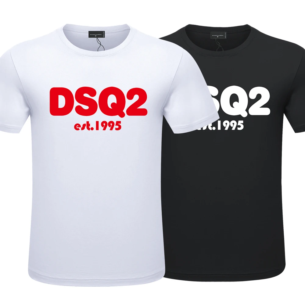 

Summer Men's T-Shirt DSQ2 Brand Printed Letters Round Neck Short Sleeve Street Hip Hop Pure Cotton Loose T-Shirt Size S-3XL