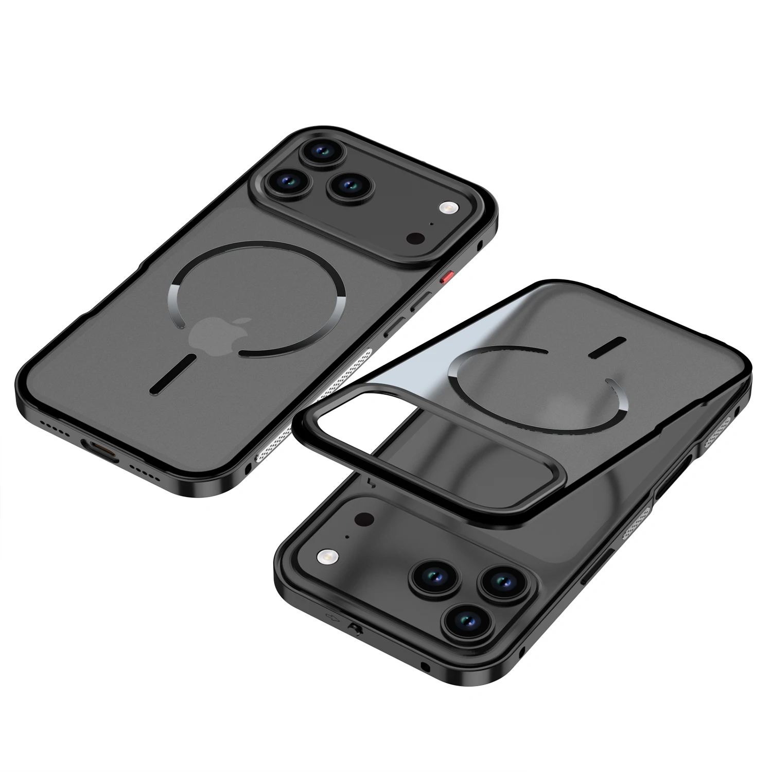 Фото Магнитный металлический чехол для iPhone 17 Pro Max/17 Pro/16 Pro/15 Pro/14 Pro Max, матовый, противоударный, с защитой камеры №2