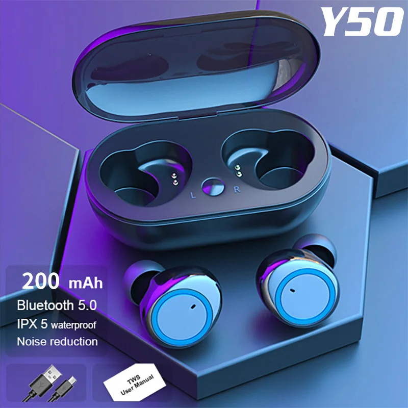 

Y50 Bluetooth headset TWS binaural in ear 5.0 touch intelligent noise reduction stereo wireless sports headset for Xiaomi