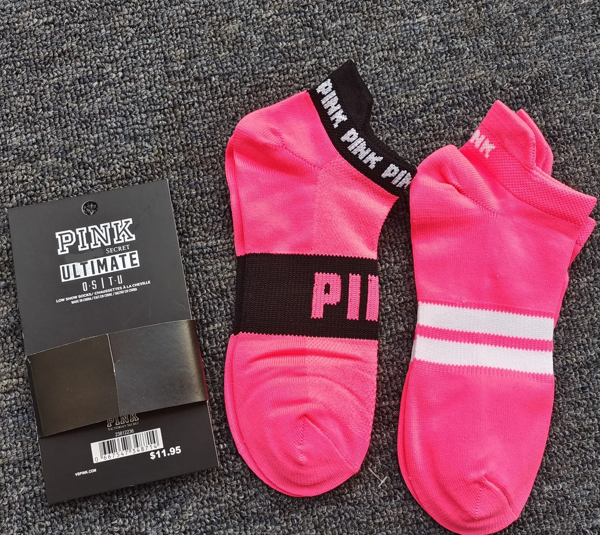 Женские короткие носки с логотипом Vs Pink 2 пары/компл. подвеской для карт |