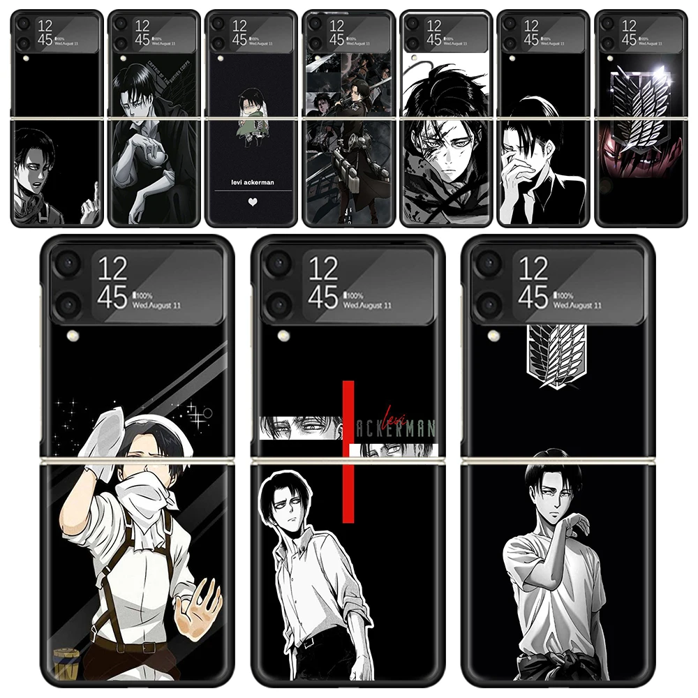 

Ударопрочный складной Твердый Чехол для мобильного телефона из ТПУ с изображением атаки на Титанов и Леви для Samsung Galaxy Z Flip 4 3