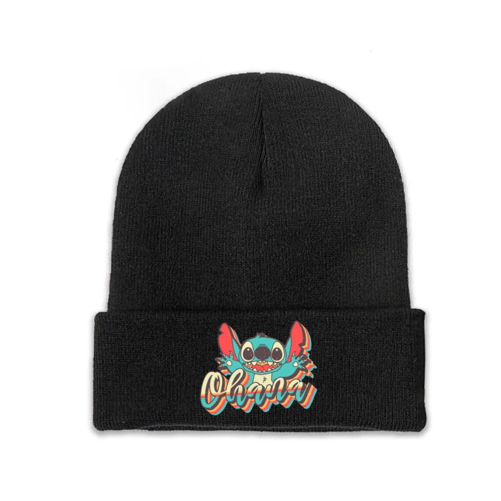 

Knit Hat Disney Lilo & Stitch Film Winter Warm Beanie Caps Ohana Vibes Men Women Fashion Casual Bonnet