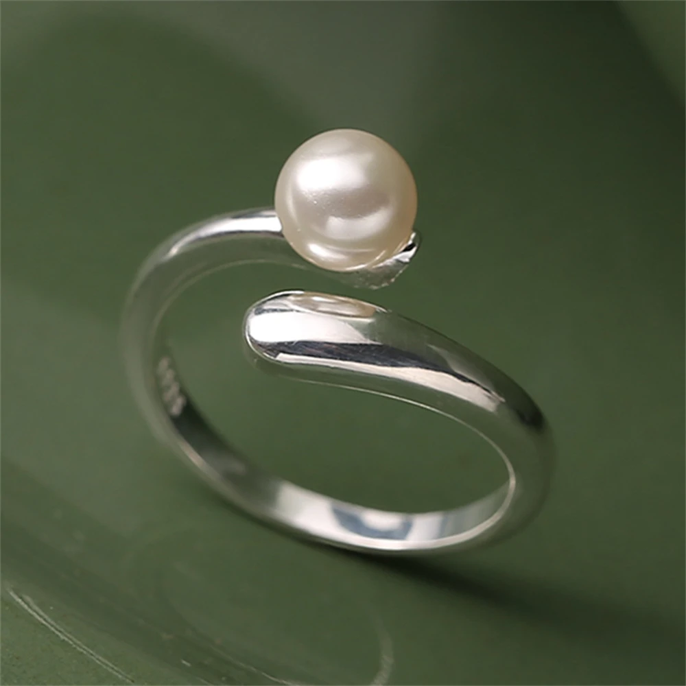 

Silver 925 Pearl Rings for Women Engagement Ring Adjustable Anillos Bague Femme New Fashion Jewelry Accessories Party Gifts