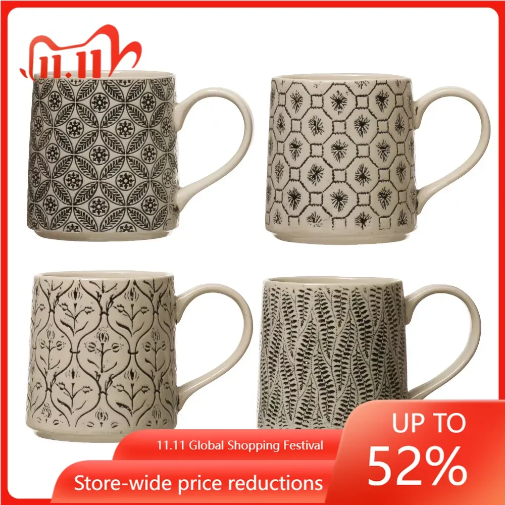 

Набор из 4 кофейных кружек, керамическая кружка, 4 стиля