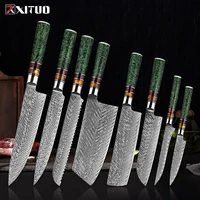 xituo luxury damascus kitchen knife set japan chef santoku knife cleaver paring bread knife featured resin synthesis handle
