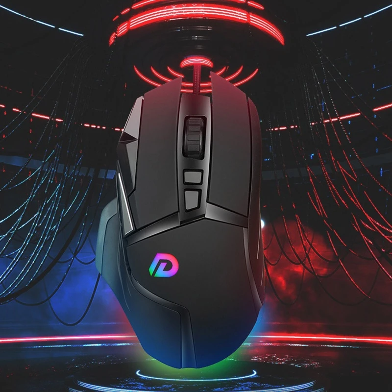 Изысканная игровая мышь компьютерная с цветным освещением USB-приемник 6 уровней