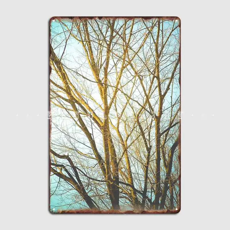 

Плакат с изображением сухих деревьев зимой, металлический плакат с табличкой, домашний классический настенный плакат с изображением пещры,...