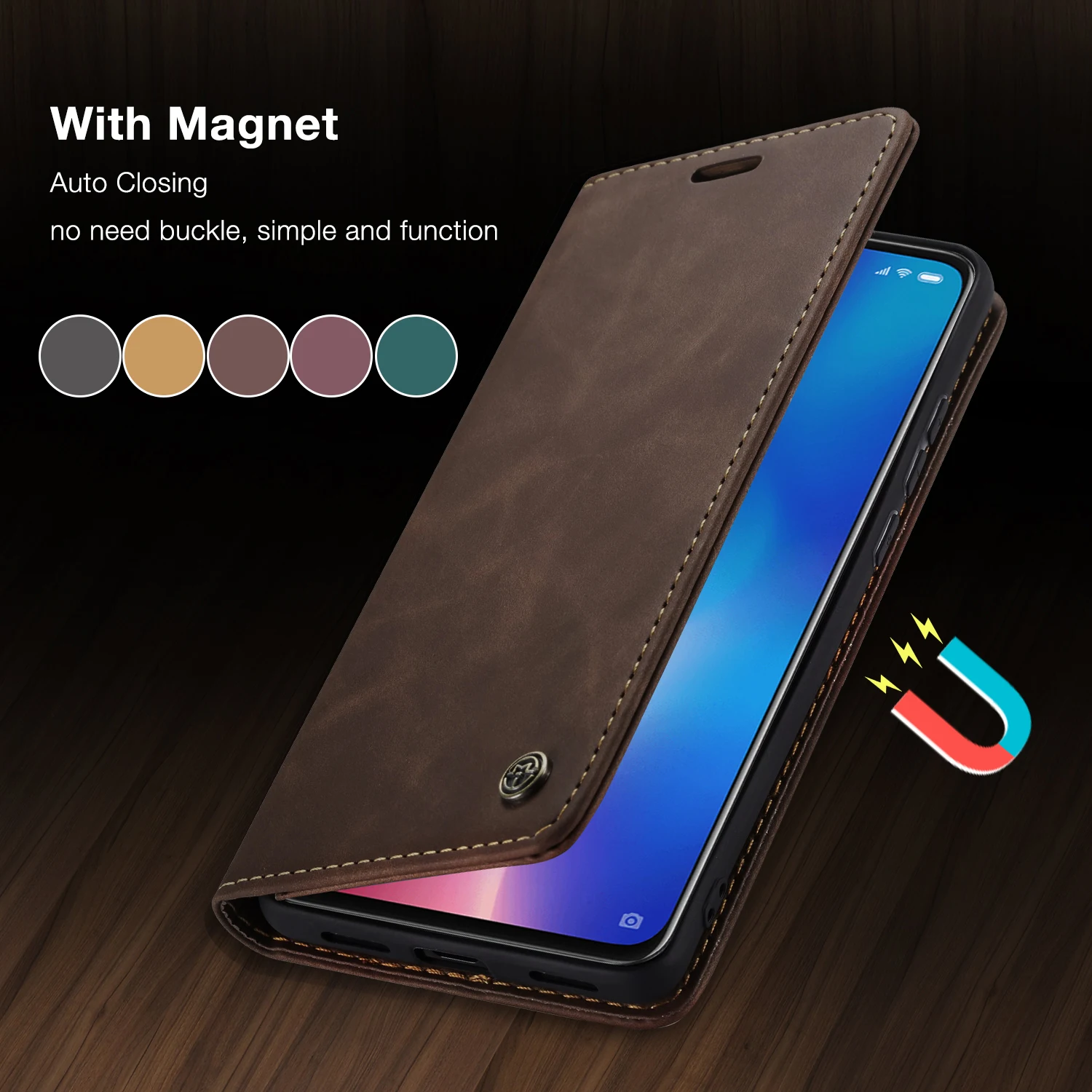

New Style CaseMe Leather Case For Xiaomi Mi9 Mi9T 10T Lite 5G Magnetic Phone Wallet for Redmi Note 8 Luxury Flip Cover K20 10 CC