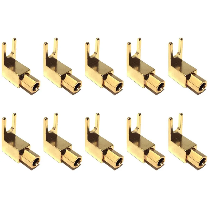 

RISE-Right Angle Spade Fork & Binding Post - 4mm Banana Plug Socket - Spade Fork Connector for Speaker & Power & Amp(10 Pack)
