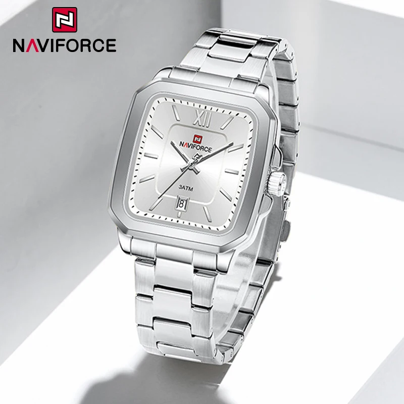 NAVIFORCE модные женские часы водостойкие пара стальной ремешок кварцевые наручные с