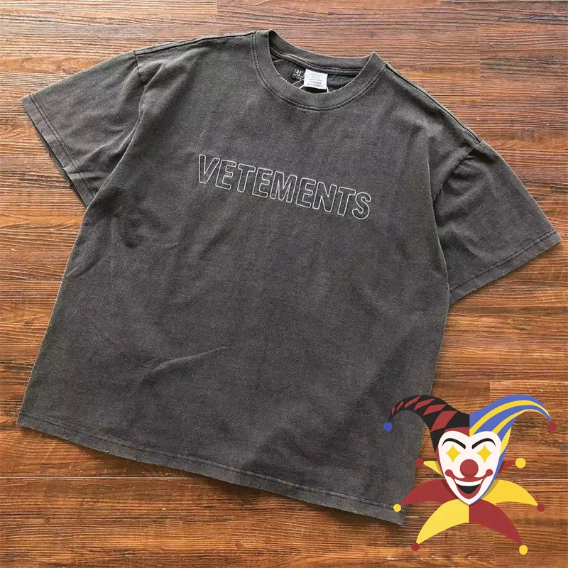 

Washed Vetements Limited Edition T Shirt Men Women Oversized Embroidered Logo VTM Tee Top