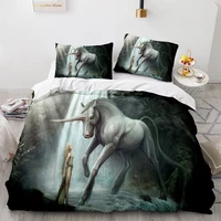 unicorn bedding set single twin full queen king size one horned horse bed set aldult kid bedroom duvetcover sets 3d print 032