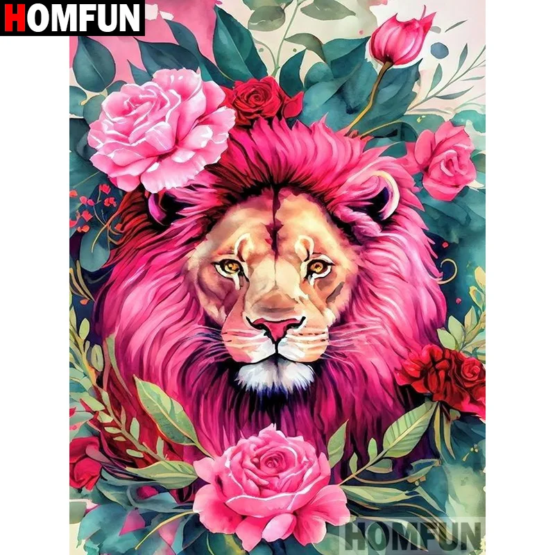 HOMFUN алмазная живопись &quotЖивотное Лев&quot полная квадратная/круглая дрель