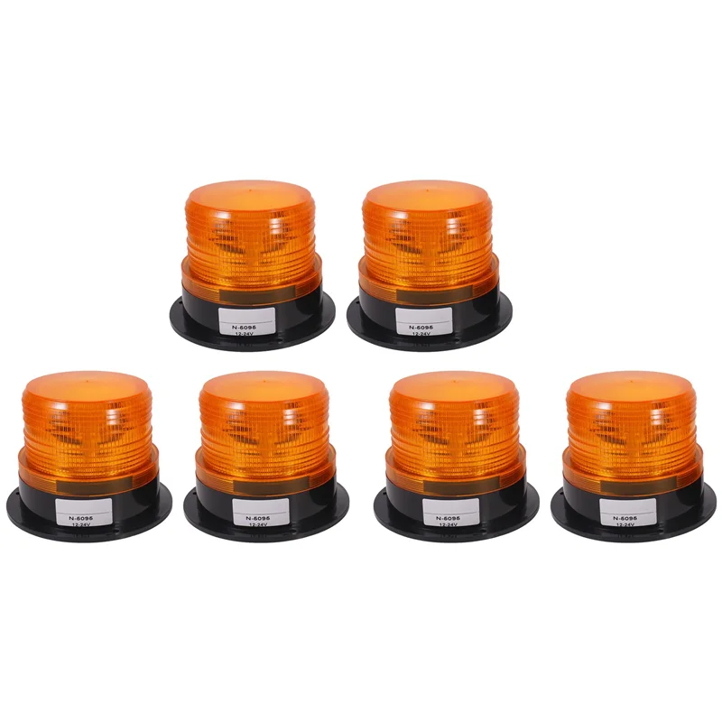 

6 x Amber LED Beacon Strobe Emergency Flashing Light Warning Lamp Truck 12V 24V